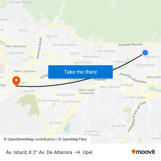 Av. Isturíz X 2° Av. De Altamira to Upel map