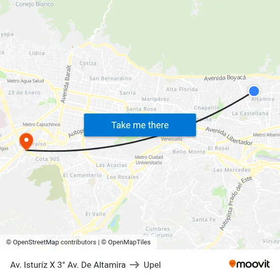 Av. Isturíz X 3° Av. De Altamira to Upel map