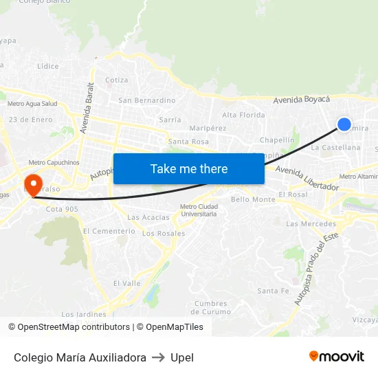 Colegio María Auxiliadora to Upel map