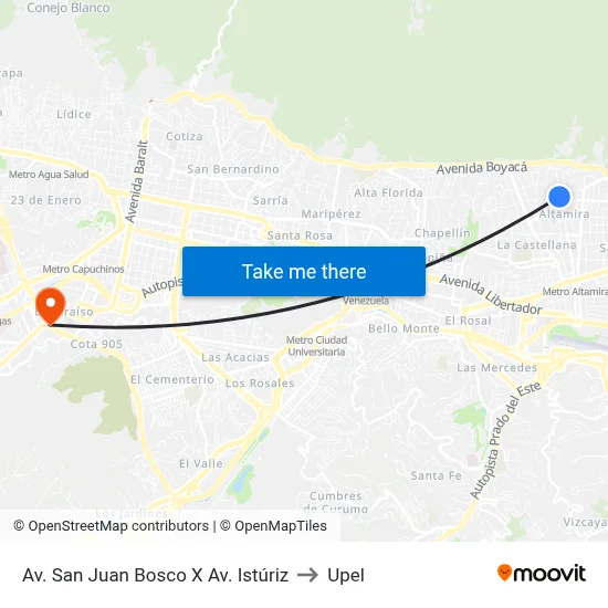 Av. San Juan Bosco X Av. Istúriz to Upel map