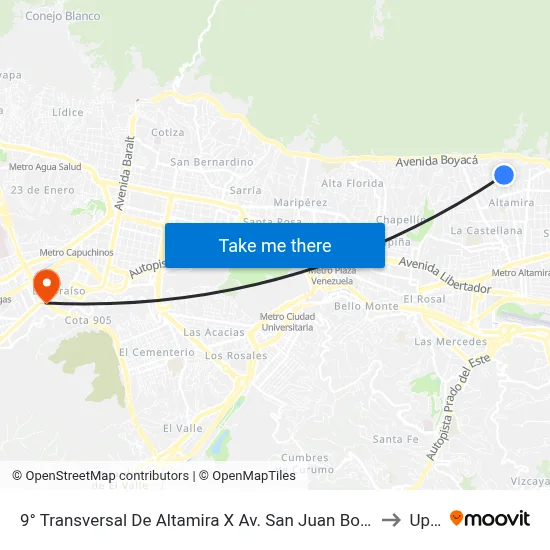 9° Transversal De Altamira X Av. San Juan Bosco to Upel map