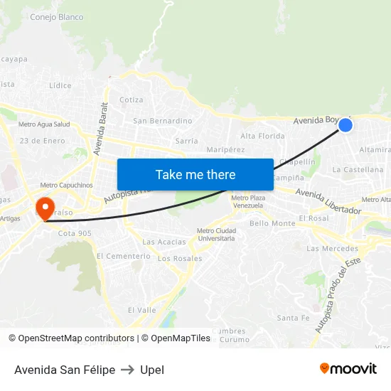 Avenida San Félipe to Upel map