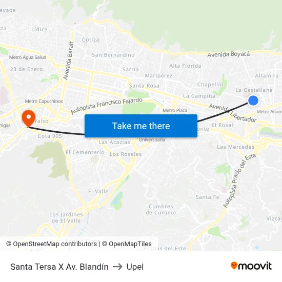 Santa Tersa X Av. Blandín to Upel map