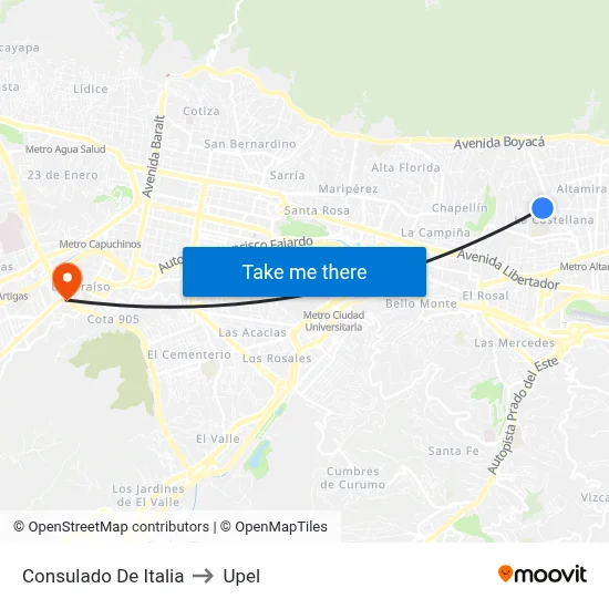 Consulado De Italia to Upel map