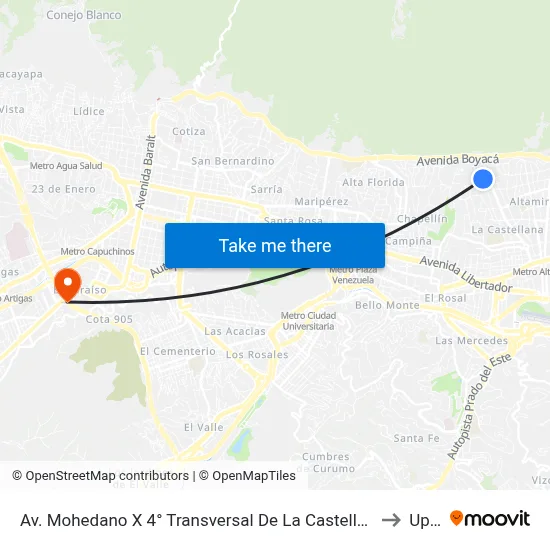 Av. Mohedano X 4° Transversal De La Castellana to Upel map