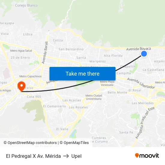 El Pedregal X Av. Mérida to Upel map