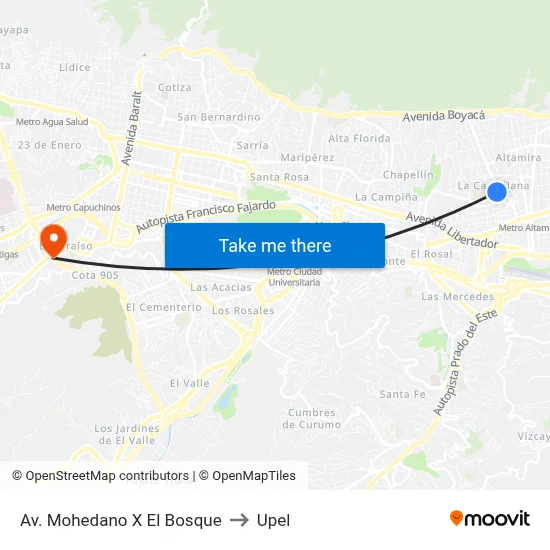 Av. Mohedano X El Bosque to Upel map