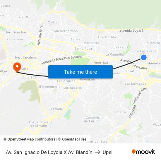 Av. San Ignacio De Loyola X Av. Blandín to Upel map
