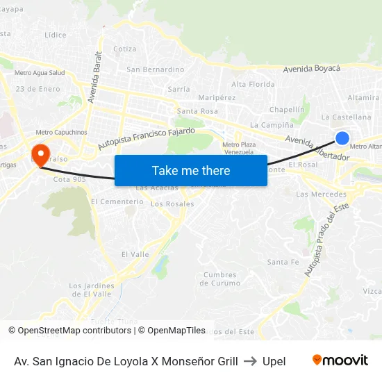 Av. San Ignacio De Loyola X Monseñor Grill to Upel map