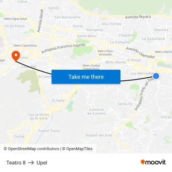 Teatro 8 to Upel map