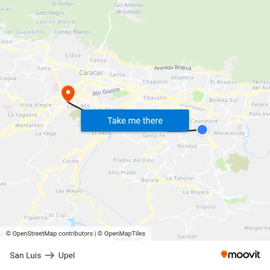 San Luis to Upel map