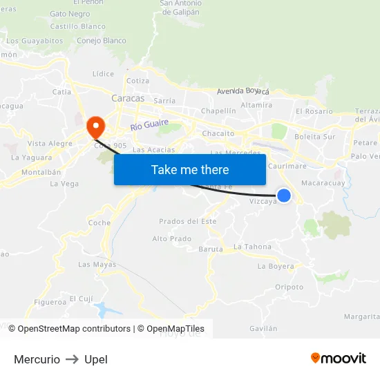 Mercurio to Upel map