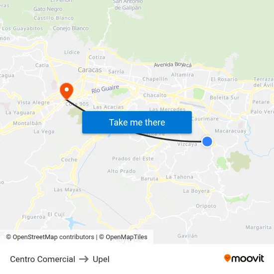 Centro Comercial to Upel map