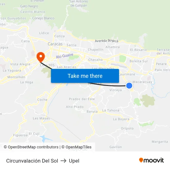 Circunvalación Del Sol to Upel map