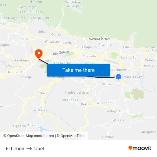 El Limón to Upel map