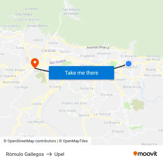 Rómulo Gallegos to Upel map