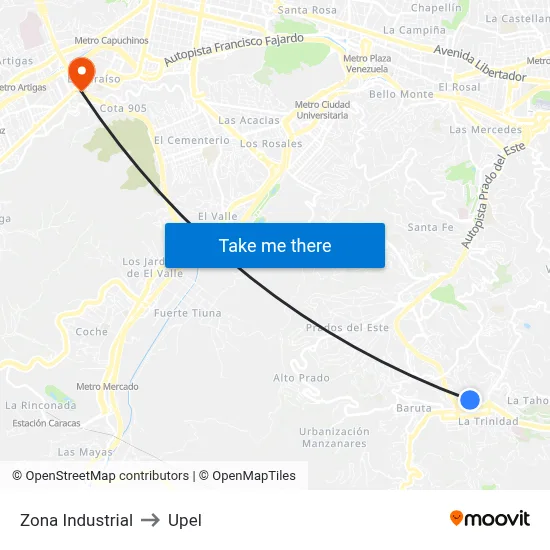 Zona Industrial to Upel map