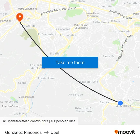 González Rincones to Upel map