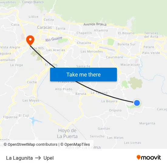 La Lagunita to Upel map