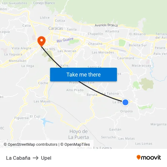 La Cabaña to Upel map