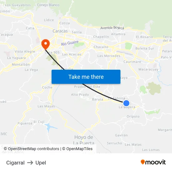 Cigarral to Upel map