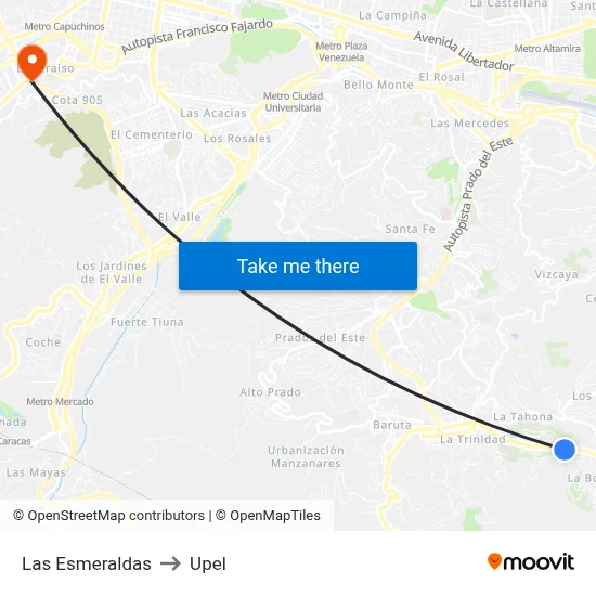 Las Esmeraldas to Upel map