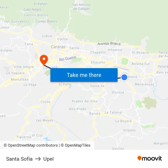 Santa Sofía to Upel map