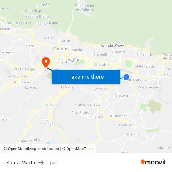 Santa Marta to Upel map