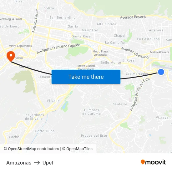 Amazonas to Upel map