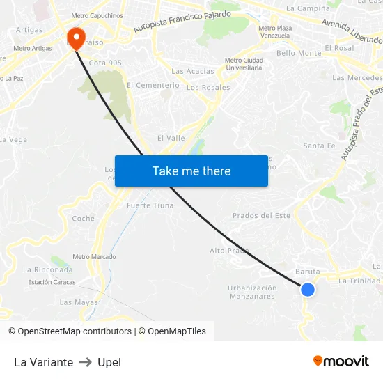 La Variante to Upel map