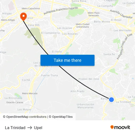 La Trinidad to Upel map