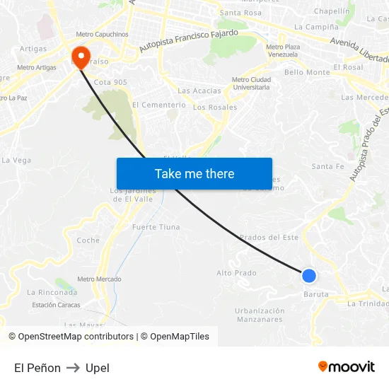 El Peñon to Upel map