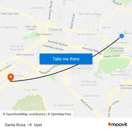 Santa Rosa to Upel map