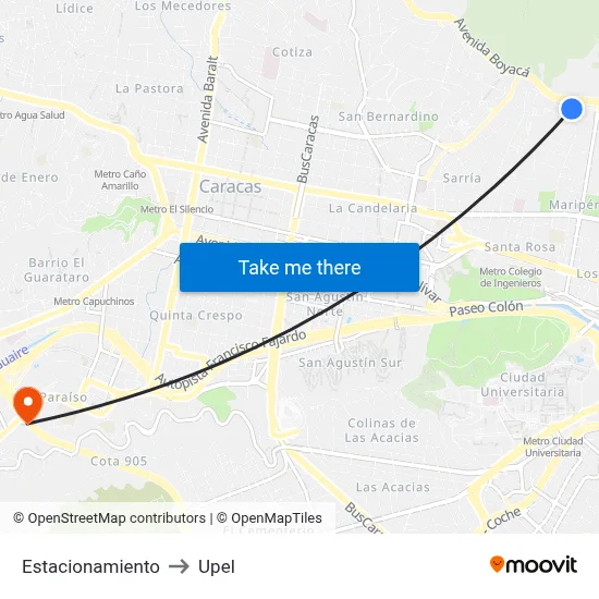 Estacionamiento to Upel map