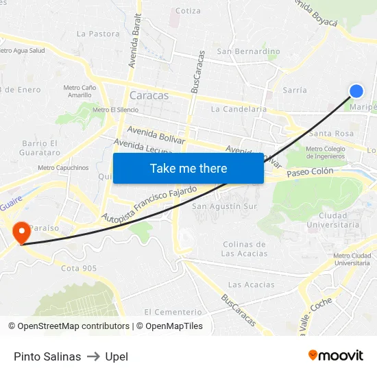 Pinto Salinas to Upel map