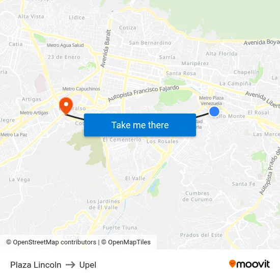 Plaza Lincoln to Upel map