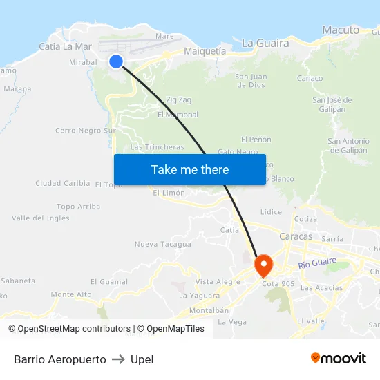 Barrio Aeropuerto to Upel map