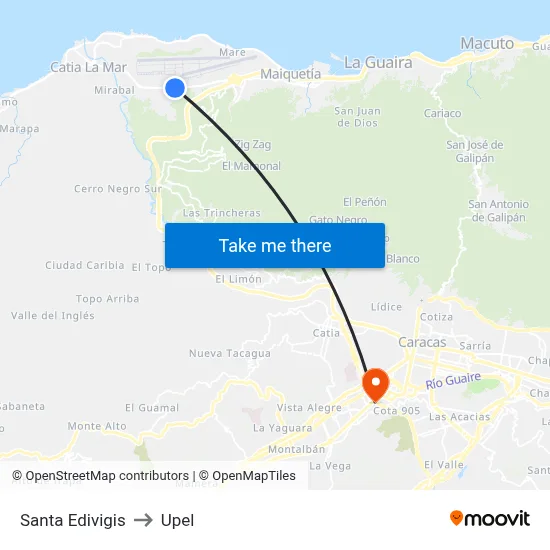 Santa Edivigis to Upel map