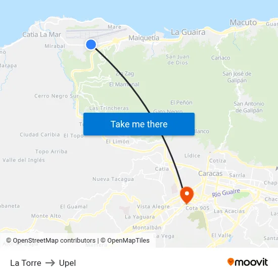 La Torre to Upel map