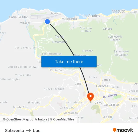 Sotavento to Upel map