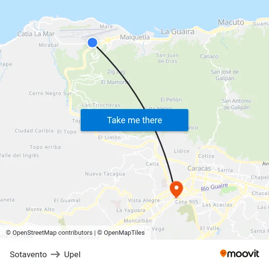 Sotavento to Upel map