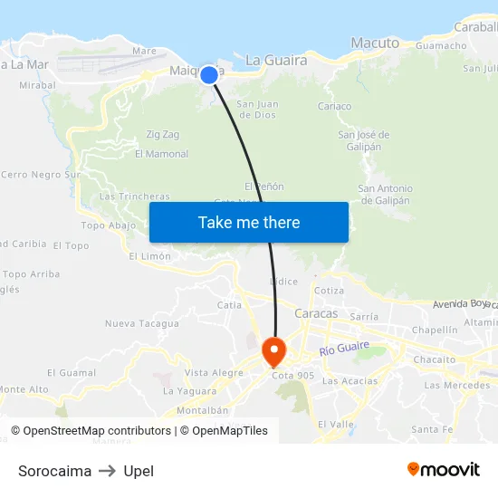 Sorocaima to Upel map