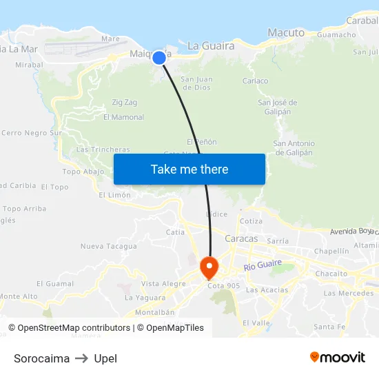 Sorocaima to Upel map