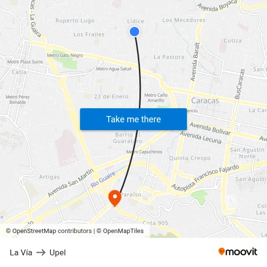 La Vía to Upel map