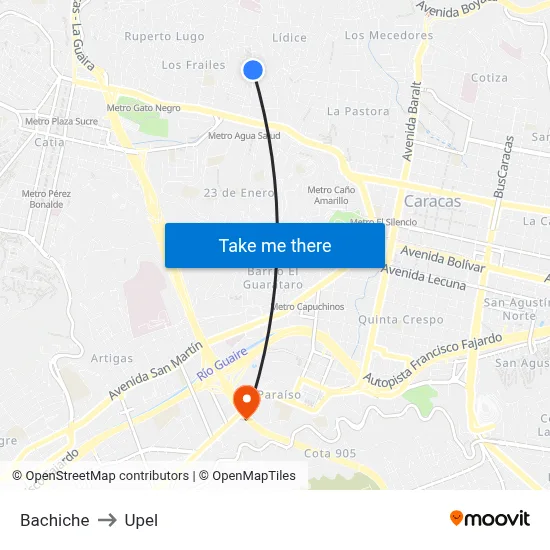 Bachiche to Upel map