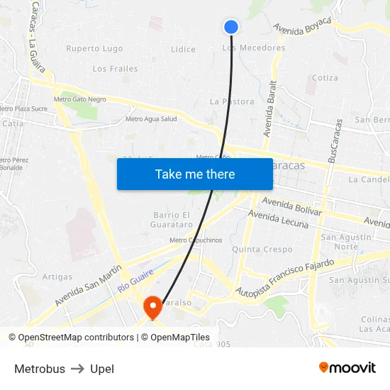 Metrobus to Upel map