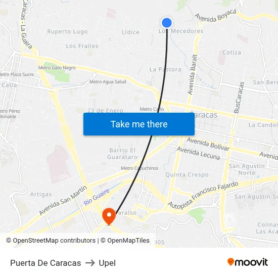 Puerta De Caracas to Upel map