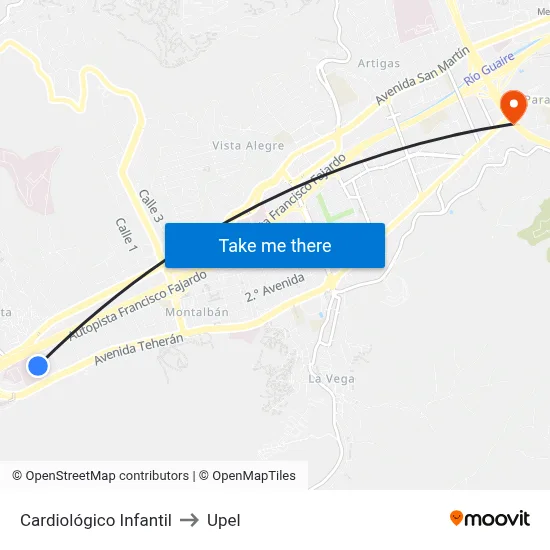 Cardiológico Infantil to Upel map