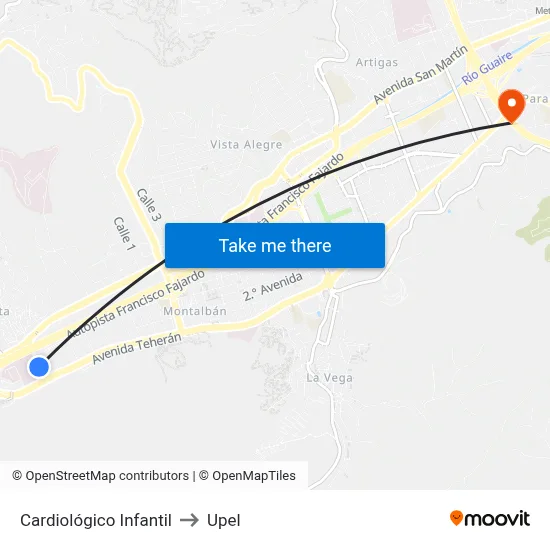 Cardiológico Infantil to Upel map