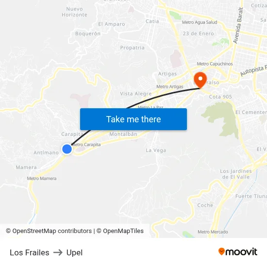 Los Frailes to Upel map